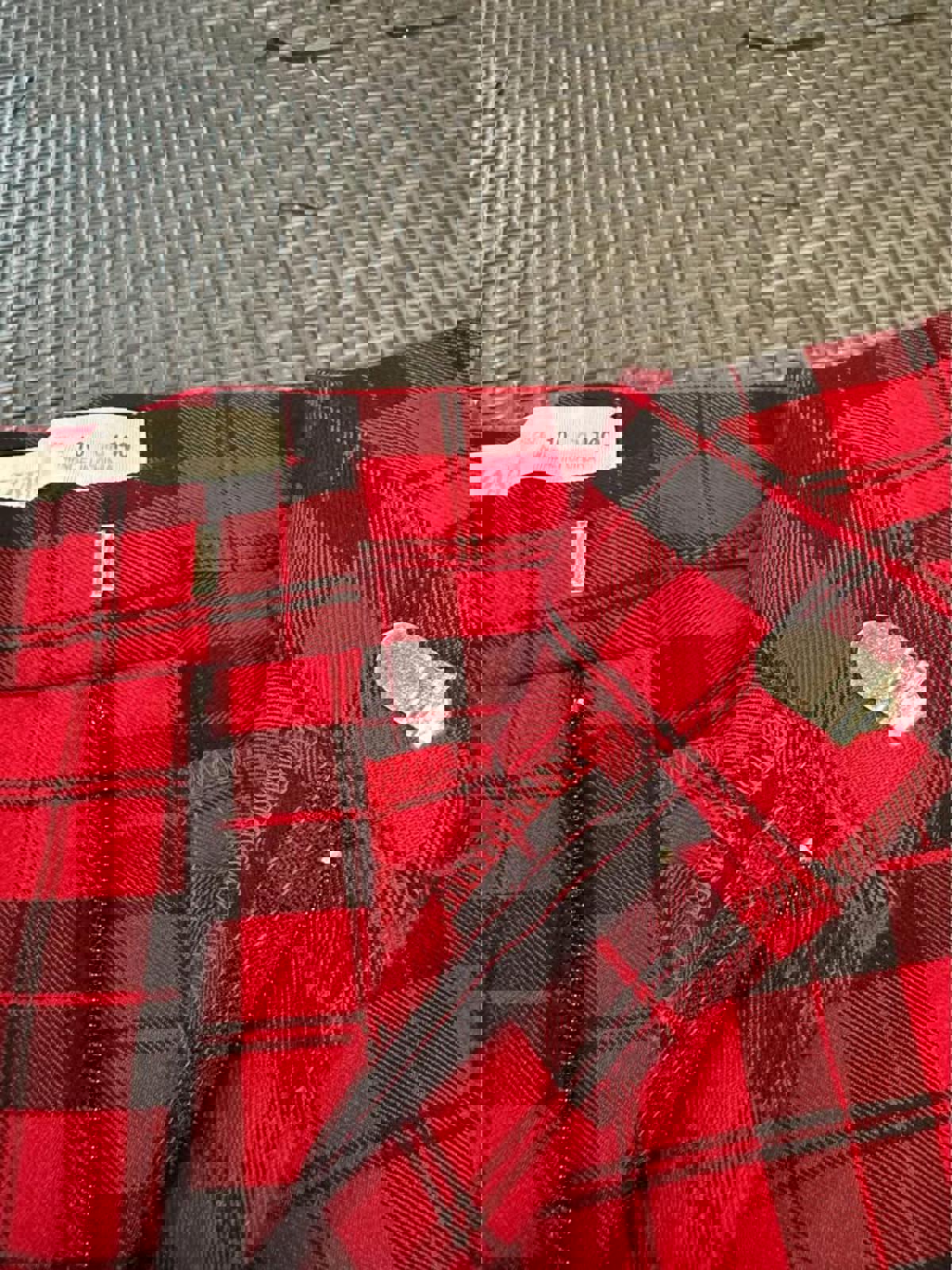 Zara girls red and black plaid flare pants size 10