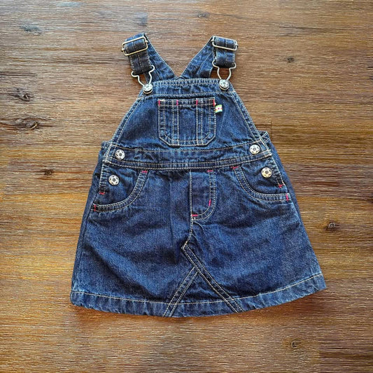 Carter's baby denim overall dress with colourful stitching size 6M
