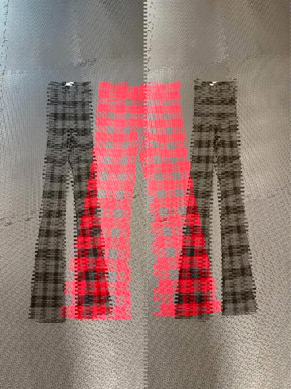 Zara girls red and black plaid flare pants size 10