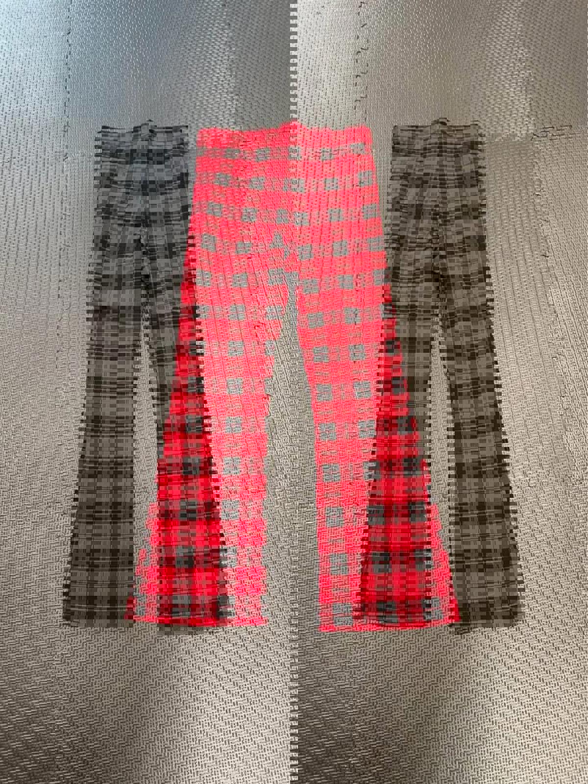 Zara girls red and black plaid flare pants size 10