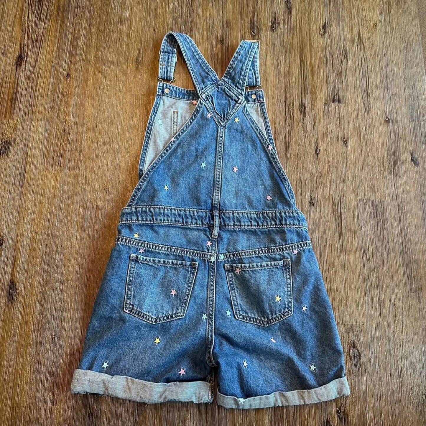 GAP kids star print denim short overalls shortalls size XL