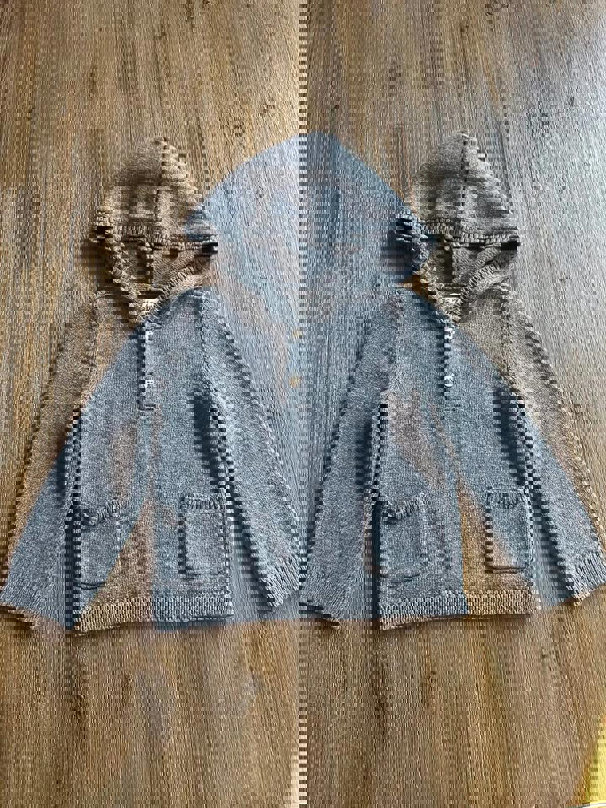 10% wool grey hooded baby toddler sweater size 24 months