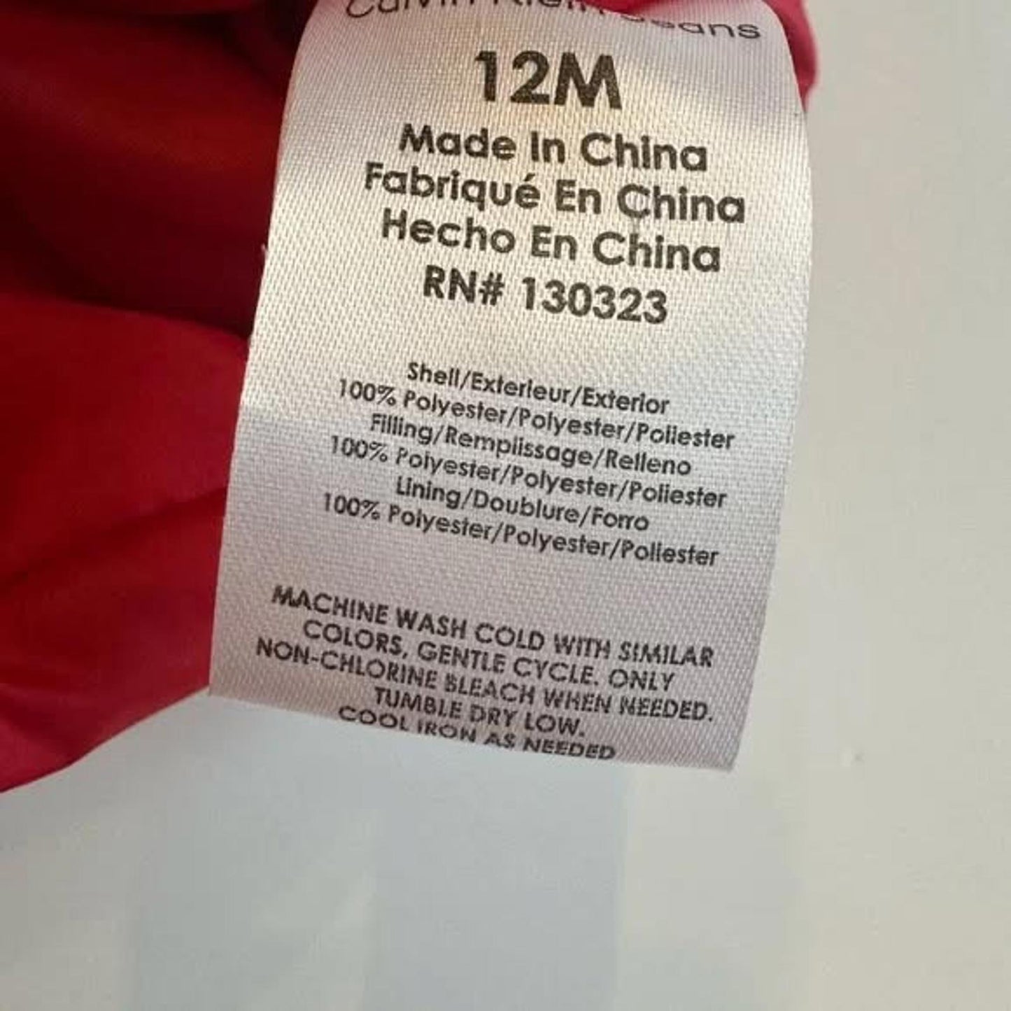 Calvin Klein red puffer vest size 12 months
